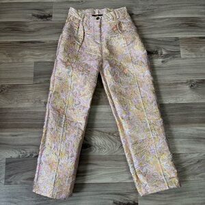 ASOS Dusty Daze Metallic Star Straight Leg Jacquard Pants Size Small
